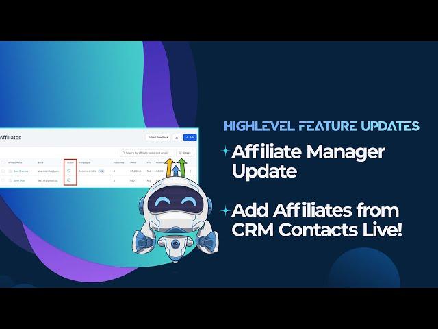 Affiliate Manager Update    Add Affiliates from CRM Contacts Live!