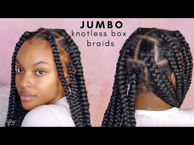 HOW TO DIY JUMBO KNOTLESS BOX BRAIDS (CROTCHET METHOD) W/ BEADS