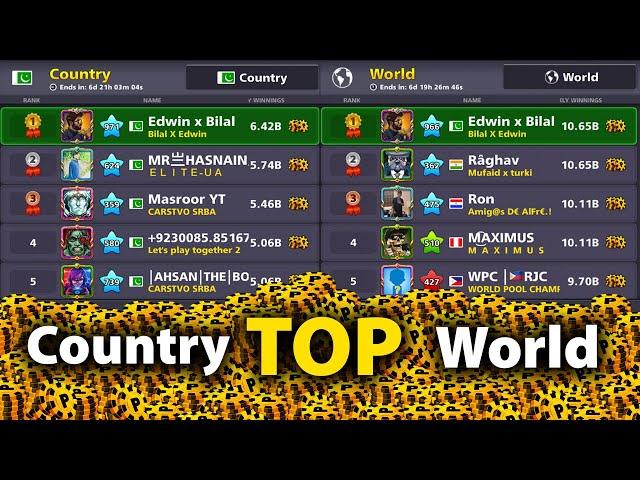 8 ball pool - World & Country League Top in Just 2 Hours  ITz BILAL gaming