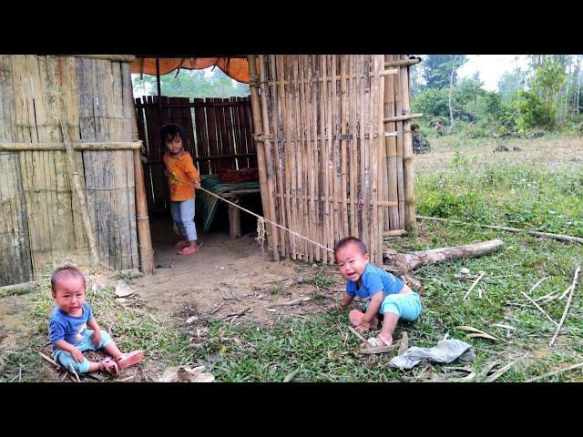 orphan sister tied up her little sister and pulled hard and the sister cried loudly