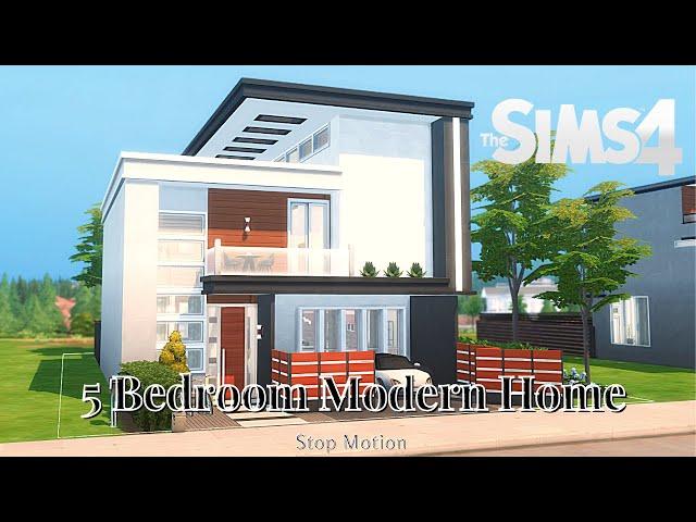 5 BEDROOM MODERN HOME | The Sims 4 Stop Motion Build | NO CC