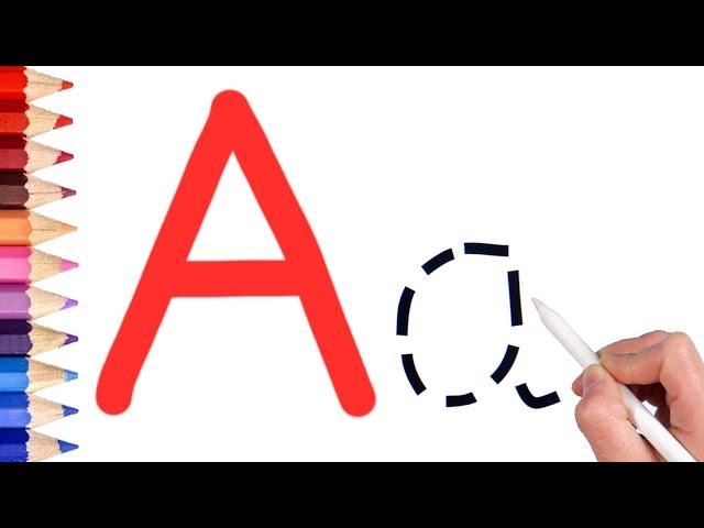 ABC Writing Drawing by Dotted Lines for kids coloring page | How to read the alphabet - simple color