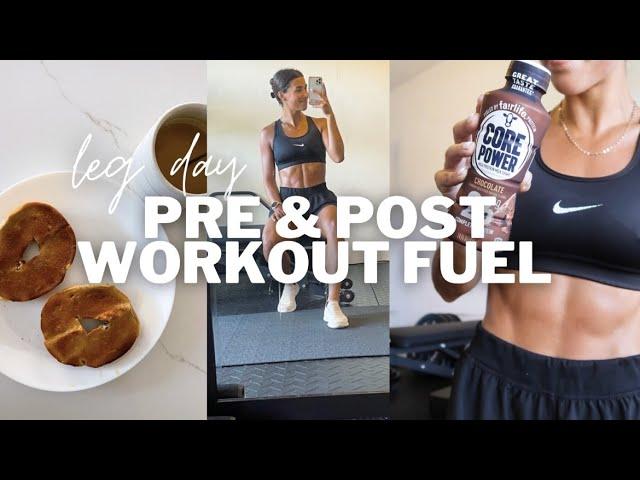 SIMPLE PRE, DURING & POST WORKOUT FUELING | quad & glute leg day from my 12 week training program!
