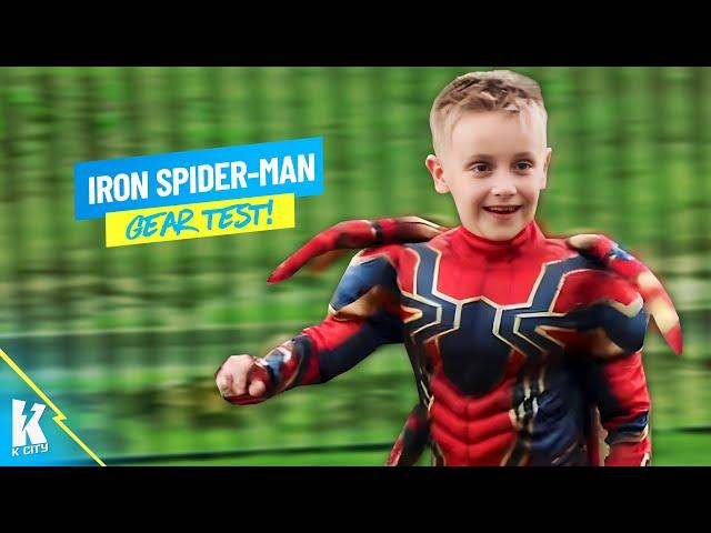 Little Flash Tests Iron Spider-Man Gear!