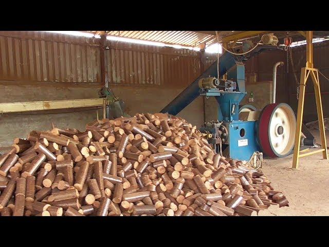 Automatic Briquette making Machine "Wood Briquetting" Work Plant process