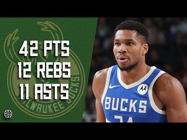 Giannis Antetokounmpo 42 pts 12 rebs 11 asts vs Wizards 24/25 season