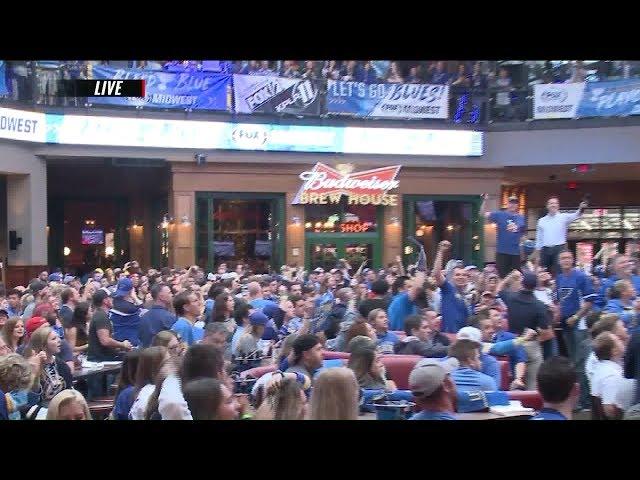 Blues fans watch Stanley Cup Game 7 in Boston from Ballpark Village in St. Louis