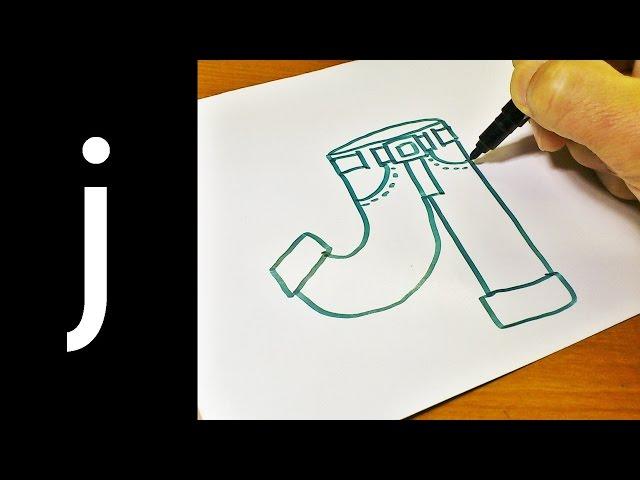 How to Draw Doodle Using Letters "J j" ! Cute & Easy doodle drawing cartoon