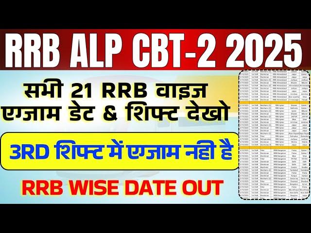 RRB ALP CBT 2 RRB Zone wise exam date out | RRB ALP CBT 2 City Intimation Link | ALP CBT 2 City