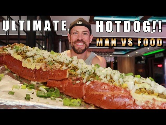 LARGEST SPICY CHILLI CHEESE DOG CHALLENGE | MAN VS FOOD | LONDON ENGLAND@JoelHansen  | £100 CASH