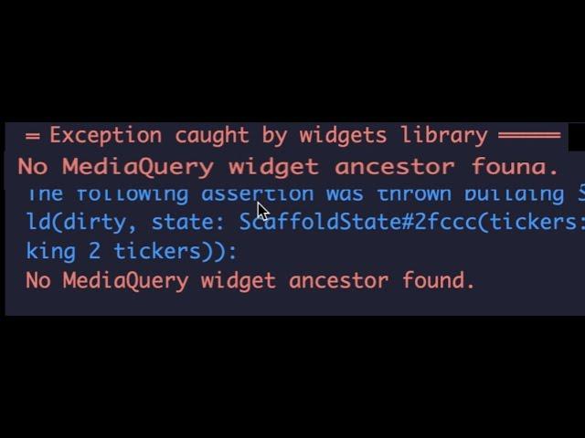 Fix No MediaQuery widget ancestor found | flutter app