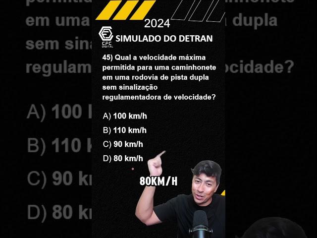 Prova do DETRAN 2024 - Legislação de Trânsito #simuladodetran2024 #cnh #autoescola