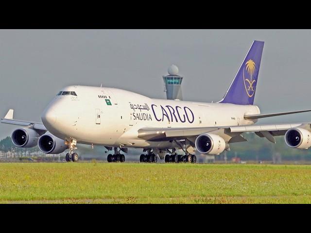 39 MINUTES HEAVY TAKE OFFS & LANDINGS | 5x B747F, B777, A350 | Amsterdam Schiphol Airport Spotting