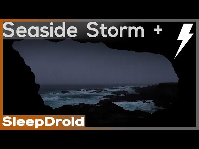 ► Seaside Storm in a Cave / Ocean Waves, Distant Thunder, and Rain Sounds for Sleeping (lluvia)