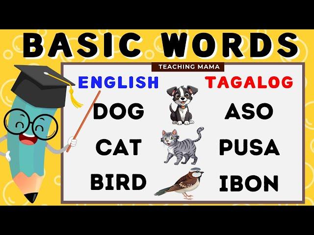 LEARN BASIC WORDS | ANIMALS | ENGLISH & TAGALOG | FOR PRESCHOOL AND KINDER | TEACHING MAMA