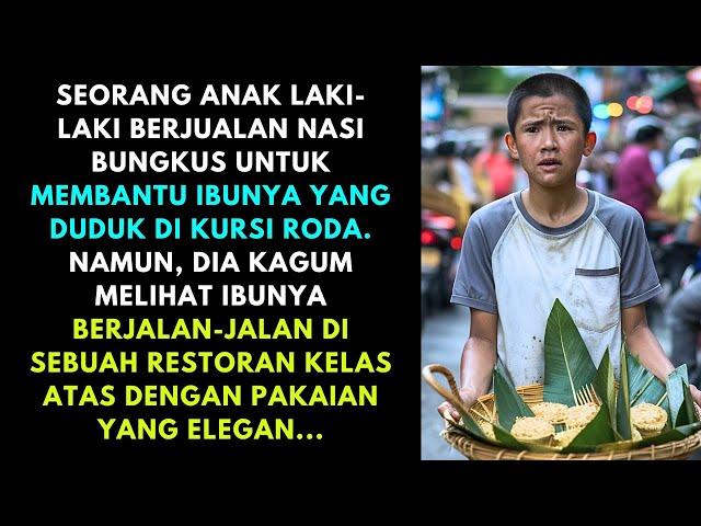 Seorang anak laki-laki membantu ibunya naik ke kursi roda, tetapi melihat ibunya berjalan...