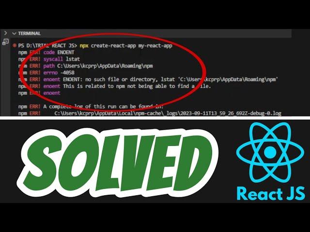 Npx create-react-app not working error in Visual Studio Code React JS SOLVED by using 3 ways