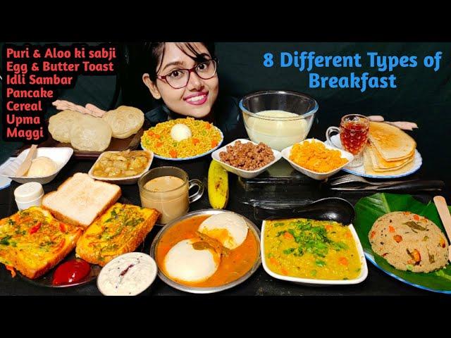 Eating Idli Sambar, Egg Toast, Butter Toast, Poori, Maggi, Upma, Pancake, Cereal | Big Bites
