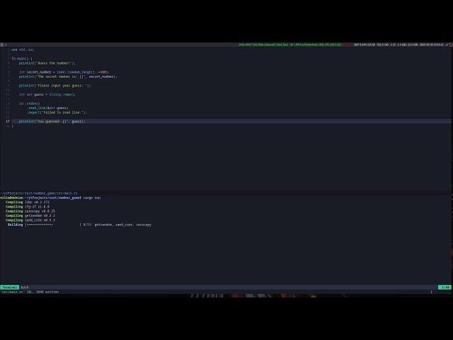 Unscripted | Rust | Guessing Number Game in Rust With Random Numbers | No Voce | 02