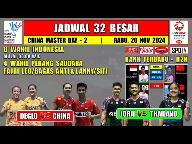 Jadwal 32 Besar China Master 2024 Hari Ini Live SPO TV ~ JORJI vs THAILAND ~ 6 Wakil Indonesia