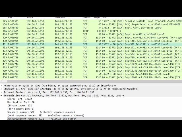 Observing a TCP conversation in Wireshark