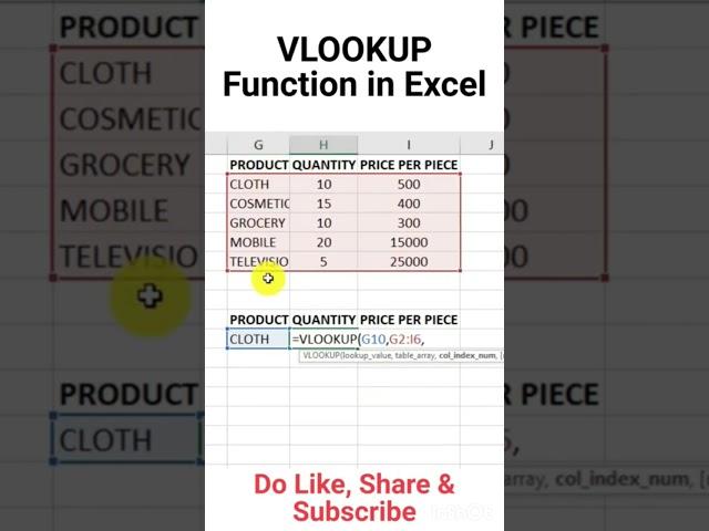 Vlookup Formula in Excel #viral #tranding #excel