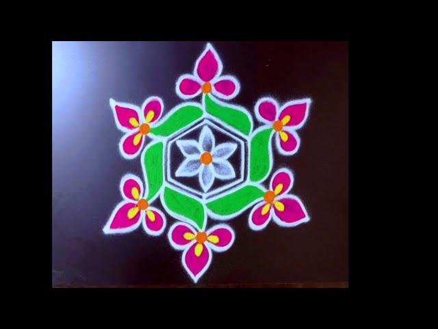 Margazhi madam kutty rangoli designs// 4 attractive Beginners colour rangolies //new year rangoli