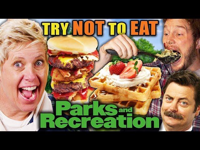 Try Not To Eat - Parks and Rec (Paunch Burger, Meat Tornado, Snake Juice) | People Vs. Food