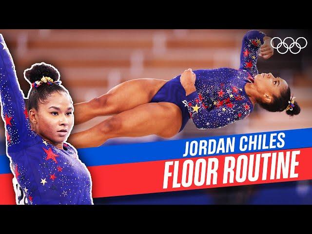 Jordan Chiles' beautiful floor routine to "Xap" (Spiderman Theme) 