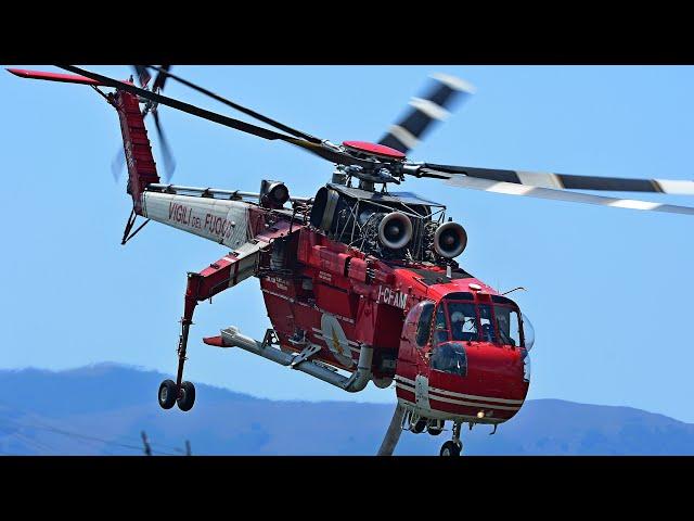 Sikorsky S64F Sky Crane Helicopter Firefighting in l'Aquila - Vigili del Fuoco (ITALY)