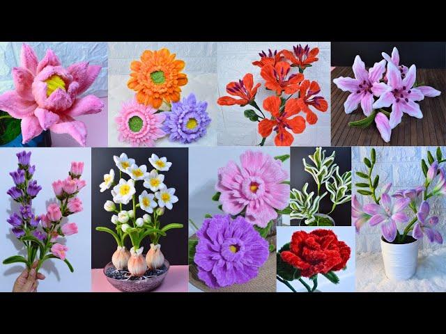 10 Amazing Pipe Cleaners flower tutorial | Learn how to make flower with chenille wire