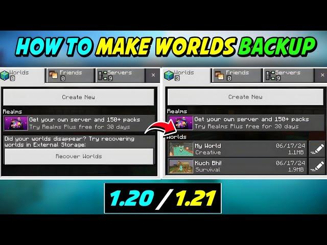 How To Make Worlds Backup In Minecraft 1.21 \\ How To Backup Minecraft World \\ Mcpe Gamer