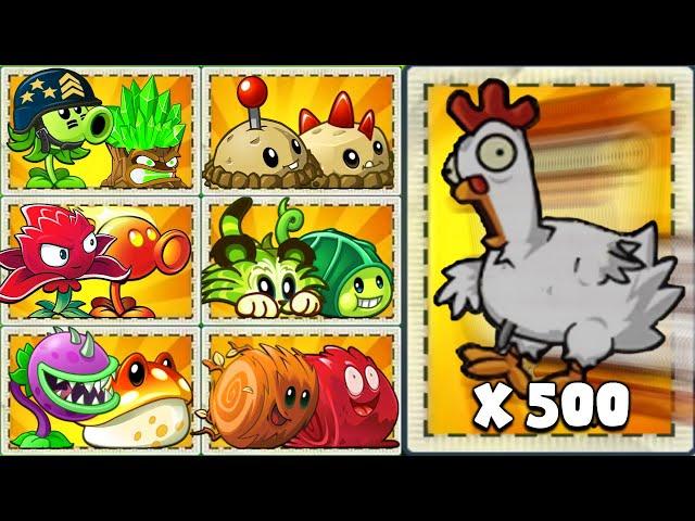 PvZ2 Challenge - Random Team Plants vs 500 Zombie Chicken - Which Team Plant 's Strongest ?