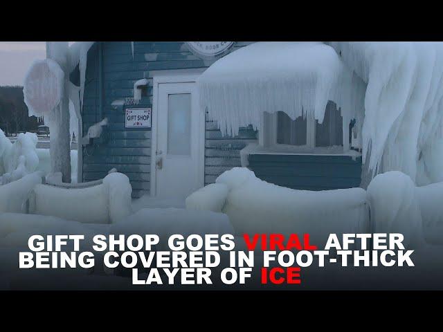 Ice-covered gift shop becomes temporary tourist attraction in Wisconsin