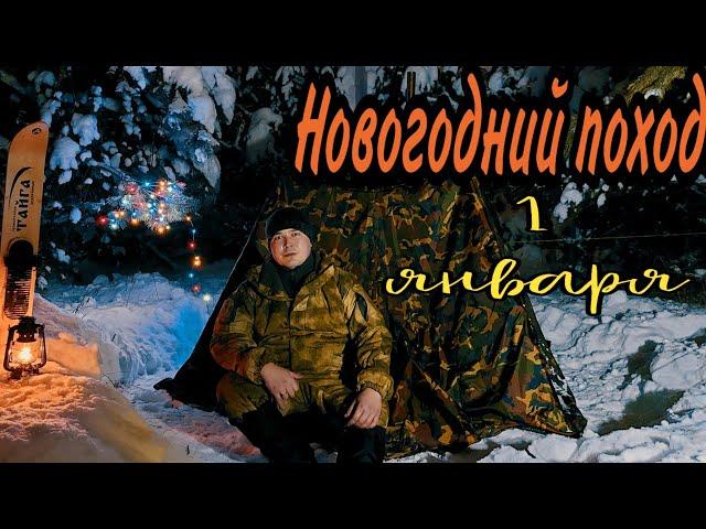 Новогодний поход в зимний лес с ночёвкой. Winter solo camping in snow.