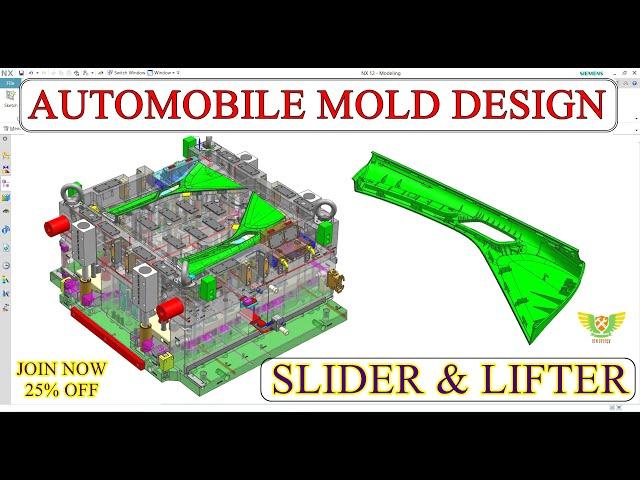 AUTOMOBILE PART MOULD DESIGN | Slider and Lifter design in Plastic injection mould design #autoparts