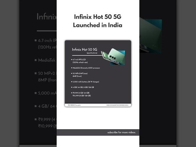 Infinix Hot 50 5G India Launch: Key Features and Specs!" #shortvideo #indianshorts #shorts