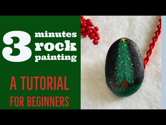 3 MINUTES ROCK PAINTING | CHRISTMAS TREE | Tutorial for beginners | Acrylic painting | Pebblesfry