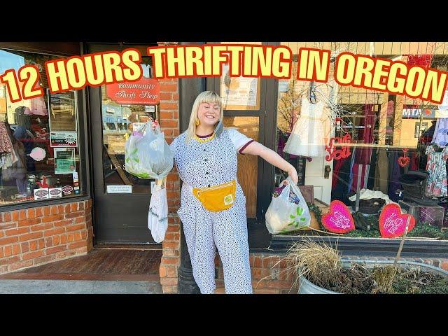 12 Hours Thrifting in PENDLETON OREGON | Thrifting Roadtrip + GIANT Try on Thrift Haul