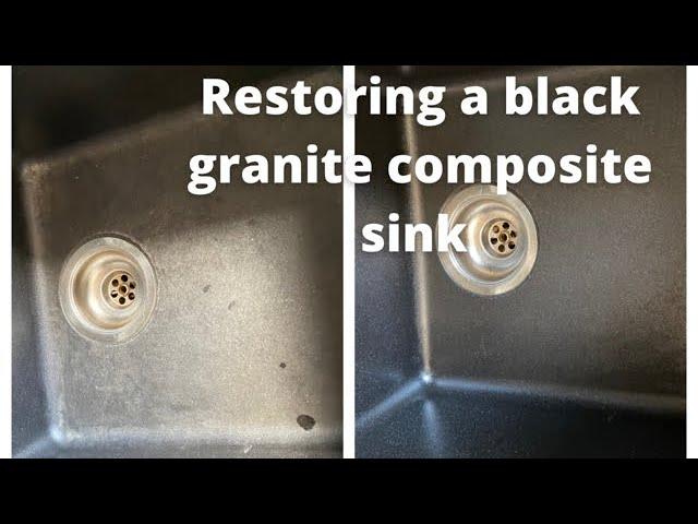 Restoring a black granite composite sink the easy way! One ingredient needed.