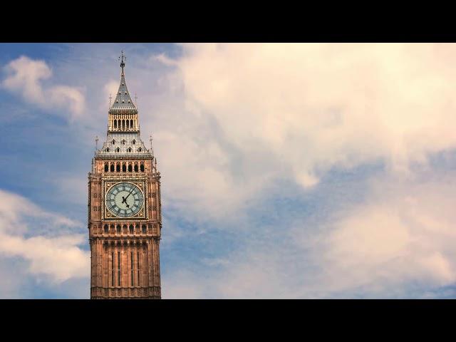 The clouds flying against  background of Big Ben. Time laps. ( Video Background Stock Footage Free )