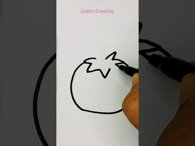 Tomato  drawing easy for kids #drawing #glitterart #josimdrawing #vegetables #tomato #red #color
