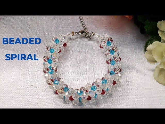 how to make a beaded spiral with crystals and bicone beads @Queenfatima-creativity
