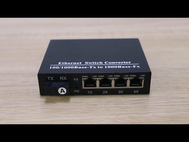 Fiber Media Converter (full gigabit) 1 fiber port 4 RJ45 port