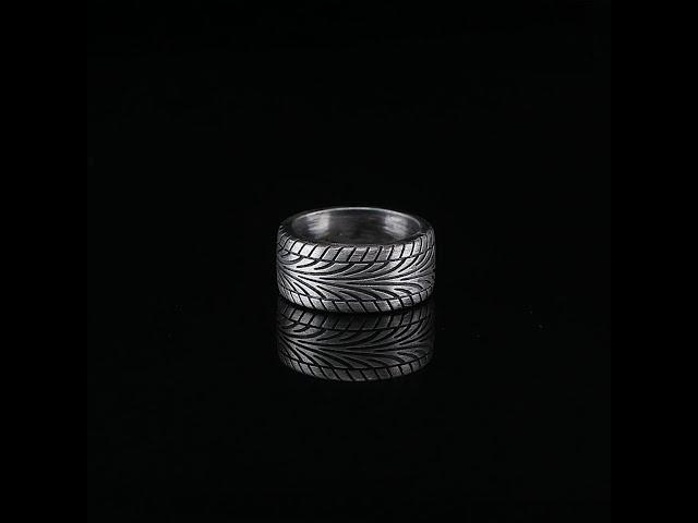 Fashionable Wedding Stylish Silver The Ring | Race Tyre Minimalist 925K Silver Biker Band Men Ring