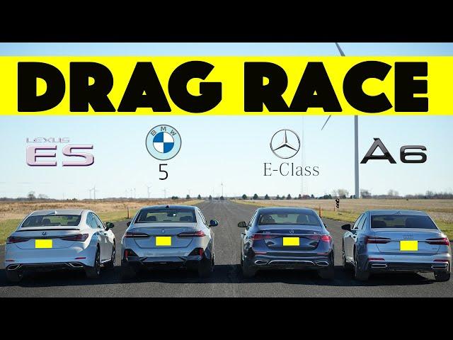 Ultimate Saloon Battle! Audi A6 vs BMW 5 Series vs Mercedes E Class vs Lexus ES. Drag & Roll Race