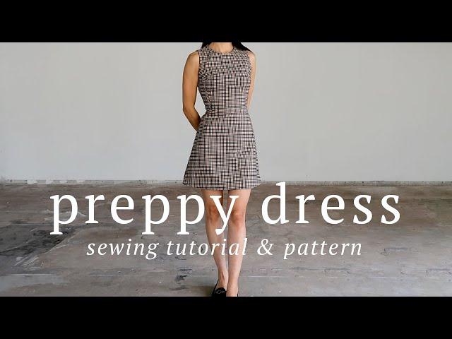 Preppy A line Mini Dress DIY | Sleeveless Round Neck Dress Sewing tutorial with sewing pattern