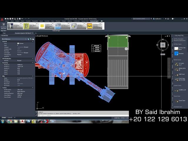 Excavator and dump truck dynamic CAD block