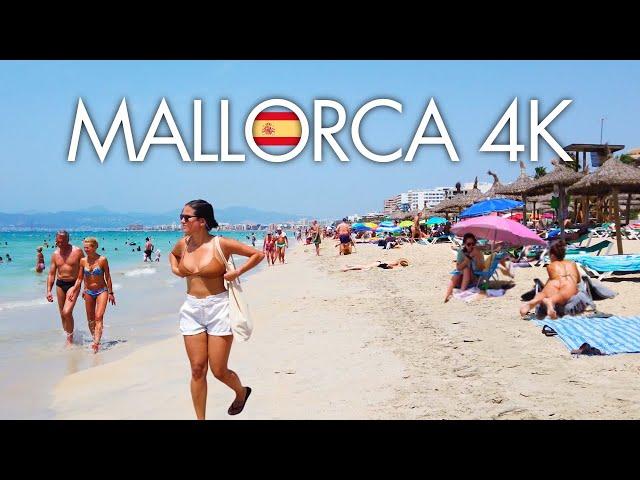 EL ARENAL MALLORCA BEACH WALK   PALMA DE MALLORCA SUMMER 4K