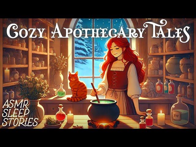 Cozy Winter Apothecary Tales | Fantasy ASMR Bedtime Stories | Fire Sounds & Magical Ambience